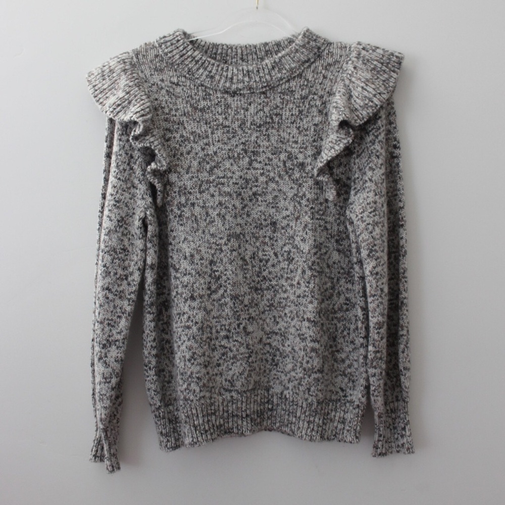 Universal Thread Speckled Gray Ruffle Sweater - image 1